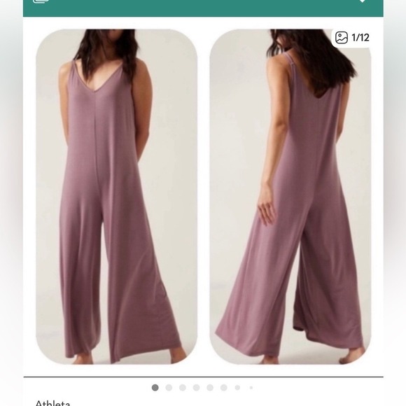 Athleta Pants - Athleta Nightfall Jumpsuit Purple Mauve Wide Leg V-Neck Sleeveless Relaxed Small